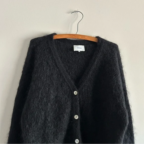 Erdem Black Mohair Marcilly Cardigan Sweater Womens Large - Picture 2 of 7